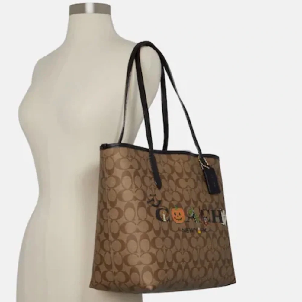 Coach City Tote In Signature Canvas With Halloween